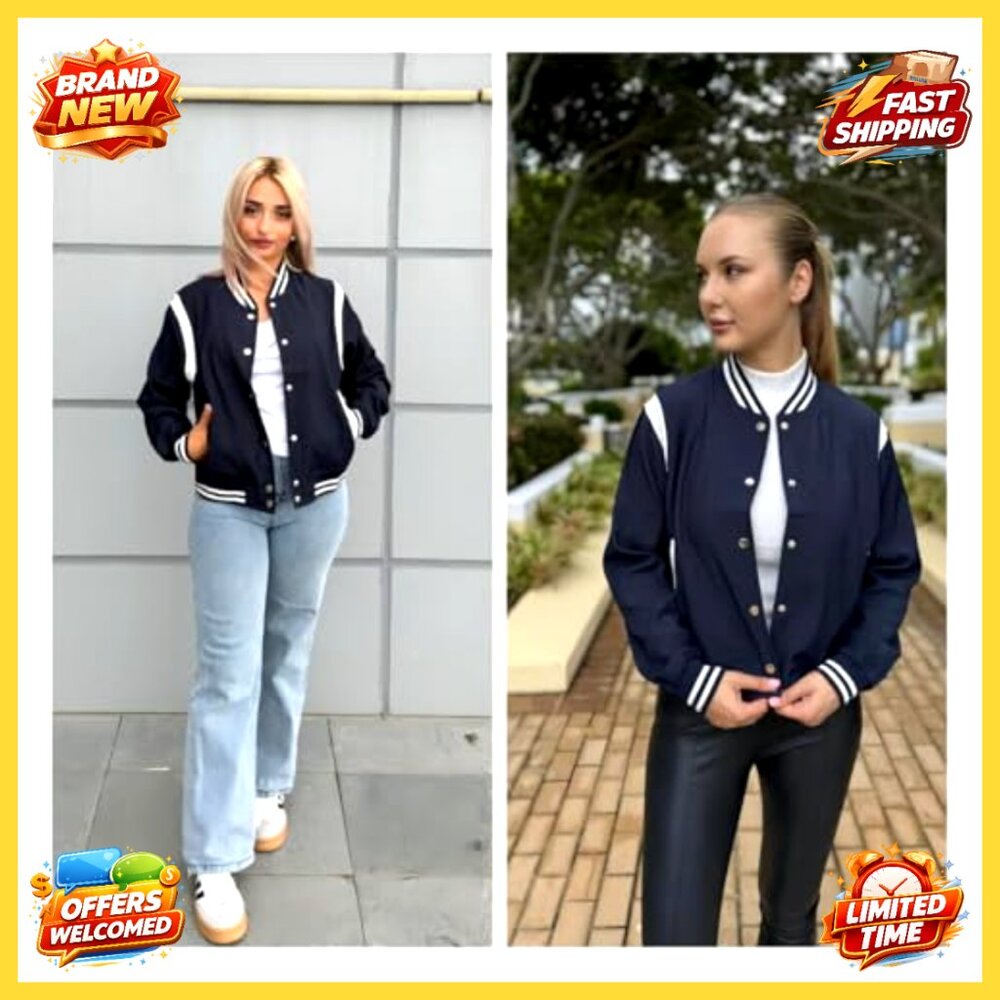 Lightweight Bomber Jacket Varsity Button Down Cas… - image 4